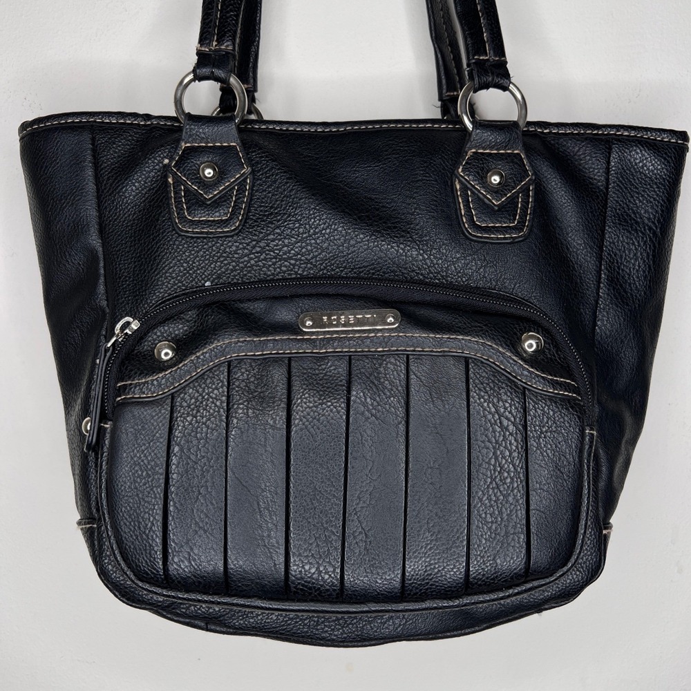 Vintage 90s Y2K Black Faux Leather Shoulder Bag Purse O-ring Preppy